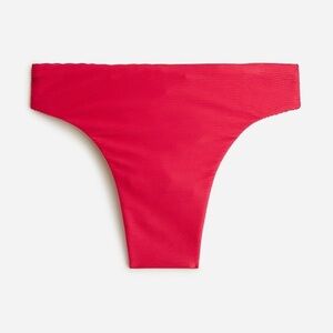 J. Crew Hot Pink Ribbed High-Rise Cheeky Bikini Bottom High-Cut Leg Women XS NWT
